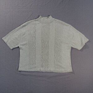 Vintage Arlando Sweater Womens Extra Large Silver Gray Mock Sparkle Shiny Crop